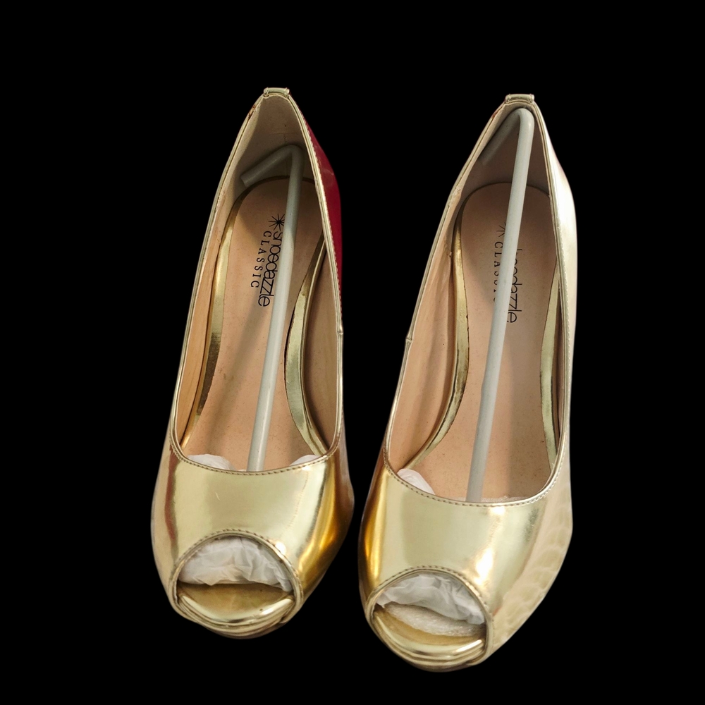 Gold Peep-Toe Heels, 7M, NIB, Never Worn